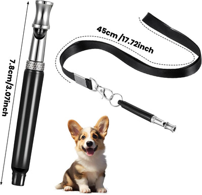 Silent Dog Whistle to Stop Barking, Dog Barking Stopper, Dog Training Whistle with Lanyard for Recall and Behavior Correction, Adjustable Ultrasonic Dog Whistle, 2 Pack (Black, White)