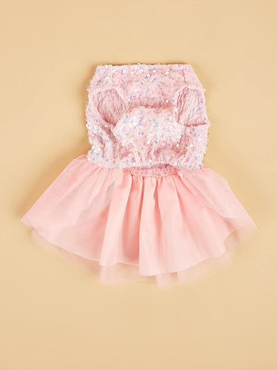 QWINEE Bow Decor Dog Dress Cute Puppy Dress Skirt Tutu Bling Princess Cat Dress Summer Birthday Party Pet Dress for Small Medium Large Dogs Cats Kitten Girls Pink L