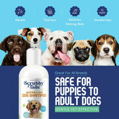Organic Dog Shampoo - Puppy Oatmeal Shampoo for Itchy Skin Relief - Hypoallergenic for Sensitive Skin, for Dogs of All Ages, Deodorizes, Tearless, Made in USA, 16oz (Vanilla Ice Cream)