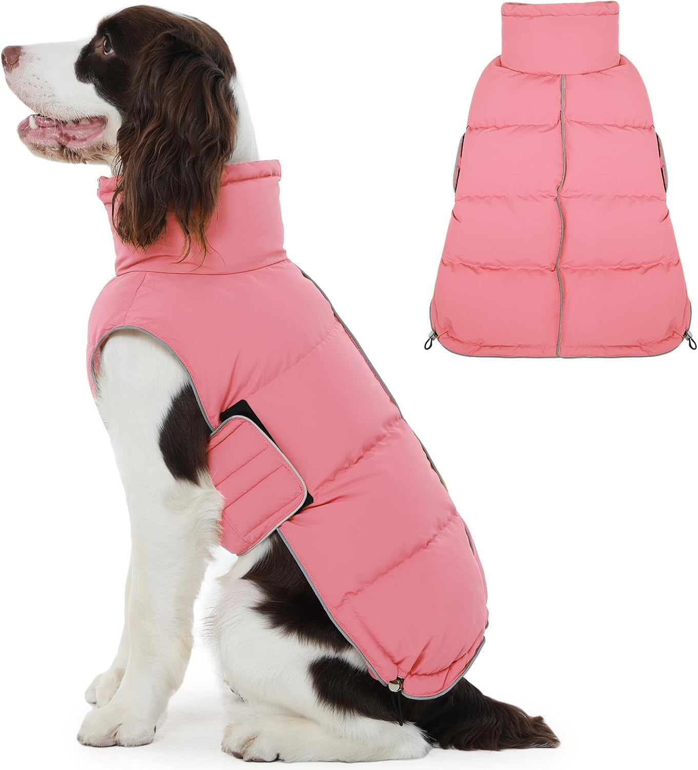 FUAMEY Dog Puffer Jacket for Large Dogs,Dog Cold Weather Coats Winter Dogs Down Jackets Waterproof Pet Snowsuits Warm Puppy Winter Vest Turtleneck Pets Adjustable Jackets Coats Mustard Yellow XXL