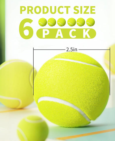 Tennis Balls for Dogs, 6 Pack Easy Catching Pet Balls for Exercise and Fetch, 2.5'' Dog Ball, Interactive Toys