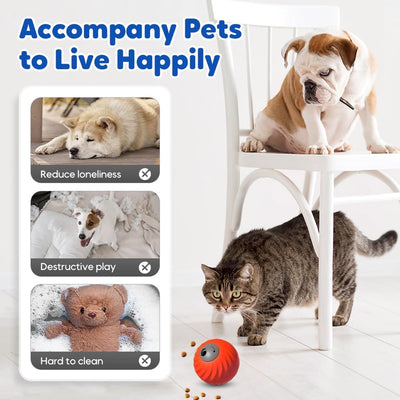 Zoomie Buddy 2.0 Smart Touch Interactive Dog Toys, 2 in 1 Interactive Dog Balls ＆ Pet Feeder, DogsTrack Food Leaking Ball, New TPU Automatic Rolling Ball for Dogs with Fruit Plush Cover (Orange)