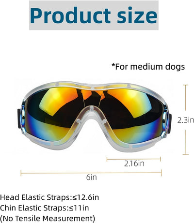 Dog Soft Cute Sunglasses,Pet Goggles,Flexible Frame,Wind Proof,Dust Proof,Eye Protection,with Adjustable Straps,Small & Medium Dogs for Outdoor Cycling,Ski,Motorcycle SP3003 (White/Red)
