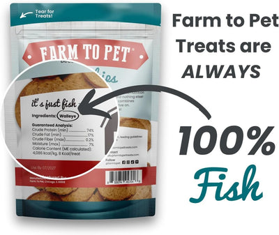Farm To Pet - Dog Training Treats - Fish Chips, Single Ingredient, Lean, All Natural, Healthy Treats for Small, Medium, Large Dog Breeds, & Puppies, Made in USA