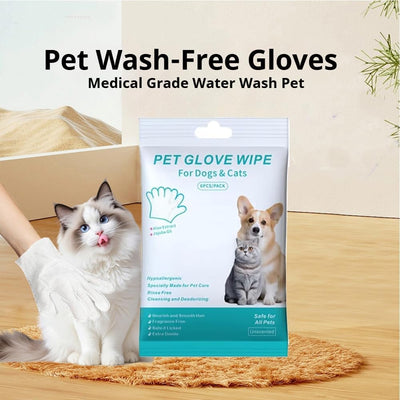 Gettoreach Rinse Free Dog Shampoo Mitts – Hypoallergenic Pet Bath Wipes, Pet Cleaning Deodorizing Glove Wipes for Dogs & Cats,Fragrance-Free, Gentle Grooming Mittens for Sensitive Skin (1Pcs)