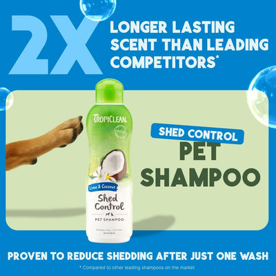 TropiClean Deshedding Dog Shampoo and Conditioner Set, Grooming Bundle for Shedding Control, Puppy Safe, Lime & Coconut Scent, Made in USA, 20 oz.