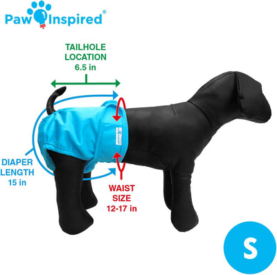 Paw Inspired Ultra Protection Washable Dog Diapers OR Washable Male Dog Wraps (3 Count Female Dog Diapers, Small)