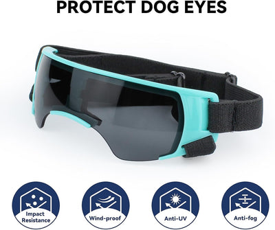 Dog Goggles for Small Dog Doggy Goggles with Adjustable Straps Anti-UV Doggie Sunglasses Windproof Eye Protection Dog Sunglasses to Small Breed, Blue