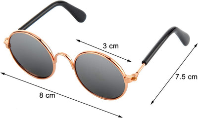 10 Pieces Cat Dog Sunglasses Funny Pet Glasses Round Metal Small Classic Retro Sunglasses Pet Hippie Cute Dog Cat Cosplay Party Costume Photo Props Cosplay Glasses(Mixed Color)