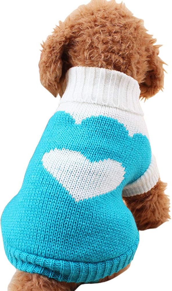 CHBORCHICEN Pet Dog Sweaters Classic Knitwear Turtleneck Winter Warm Puppy Clothing Cute Strawberry and Heart Doggie Sweater (Pink, Medium)