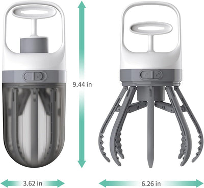 Pooper Scooper for Dogs, 【No Warm Poo in Hand】 Portable 2 in 1 Dog Waste Pick-up Claw, 6.2'' Palm Wide Dog Poo Later Disposal Container for Small Medium Large Dogs with 75PCS Bag Attachment