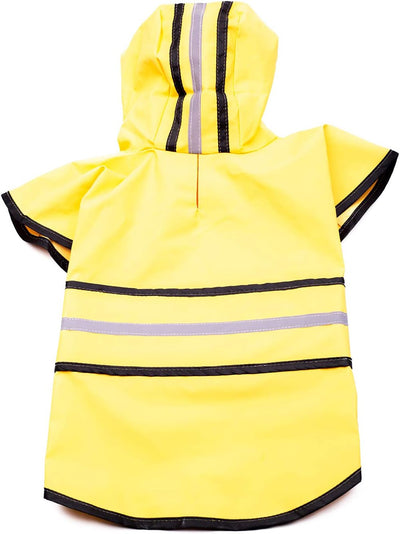SPOT Rainy Days Slicker - Yellow Dog Rain Jacket With Hood, Reflective Strip for Safety, Leash Hole & Adjustable Velcro Belly Strap, 100% Polyester Water Resistant Pet Raincoat - Small, 9in Long