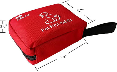 Pet First Aid Kit ZeekPet Medical Bag for Dogs and Cats Trauma Kit with Self Adhering Bandage, Styptic Pencil, Onitment, Pill Box, Emergency Blanket Perfect Survival Kit for Traveling with Your Pet