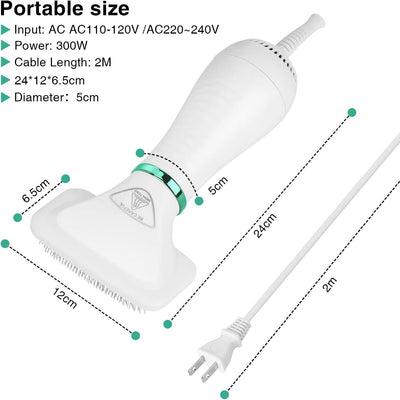 Ownpets Pet Hair Dryer, 2 in 1 Quiet Portable Pet Grooming Blower with Slicker Brush, Adjustable Temperature & Fast-Drying Towel, Home Pet Care for Dogs, Cats & Other Coated Breed