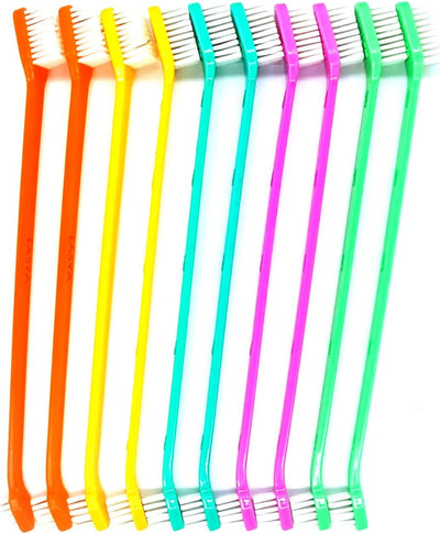 Double Headed Pet Dog Toothbrush for Small Dogs/Soft Bristles Puppy Long Handle Tooth Brush Dogs Teeth Cleaning/Bulk Toothbrushes (MIXED10)