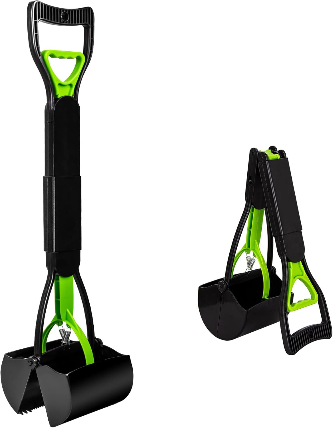 SZHLUX 28" Pooper Scooper, Foldable Dog Pooper Scooper with Unbreakable Material and Durable Spring for Grass and Gravel, Green