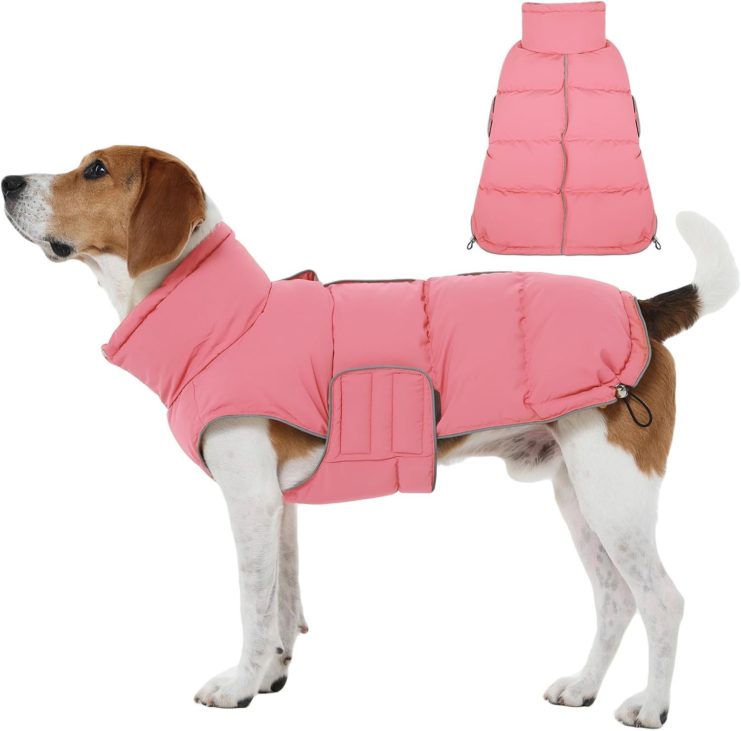 FUAMEY Dog Puffer Jacket for Large Dogs,Dog Cold Weather Coats Winter Dogs Down Jackets Waterproof Pet Snowsuits Warm Puppy Winter Vest Turtleneck Pets Adjustable Jackets Coats Mustard Yellow XXL