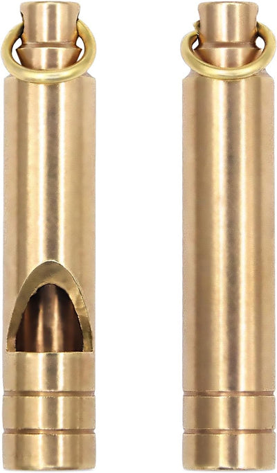 Brass Survival Whistle, 125 dB Loud Emergency Whistle with Lanyard for Hiking, Camping, Pet Training, and Coaching