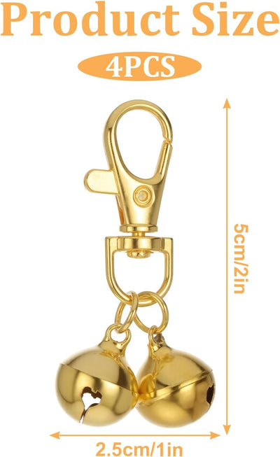 4Pcs Bells for Dog Collar Small Cat Bells for Collar Gold Silver Bell Training Charm Pendants for Pets Dog Cat Necklace Collars, Pet Ornament