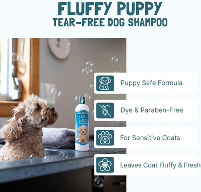 Bio-Groom Dog Shampoo and Conditioner Set - Tearless Shampoo for Dogs, Puppies & Cats, Moisturizing Conditioner for Dry Skin - Silk Conditioning Creme Rinse & Tear Free Shampoo, 12 Fl Oz Each (1 Set)