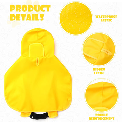 Dog Raincoat for Medium Dogs, Dog Rain Jacket with Clear Hooded, Waterproof Dog Rain Coat with Adjustable Belly Strap, Dogs Safety Vest for Outdoor Adventures Walking(Yellow,M)