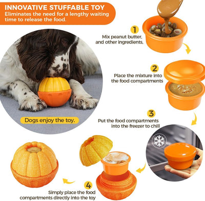 Dog Frozen Treat Toy to Keep Them Busy, Dog Chew Toys for Aggressive Chewers, Freezable Fillable Puzzle Treat Dispensing Toys, Interactive Enrichment Toys to Reduce Anxiety