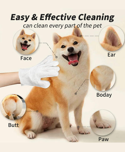 Gettoreach Rinse-Free Dog Shampoo Mitts, Hypoallergenic Pet Bath Wipes Perfect for Long-Haired Dogs, Dog Wipes Cleaning Deodorizing Penetrating Fur, Keep Coat Soft and Manageable, No Rinsing (2 Pack)