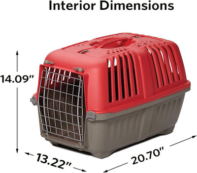 MidWest Homes for Pets Pet Carrier: Hard-Sided Dog Carrier, Cat Carrier, Small Animal Carrier in Red| Inside Dims 20.70L x 13.22W x 14.09H & Suitable for Tiny Dog Breeds (Pack of 1)