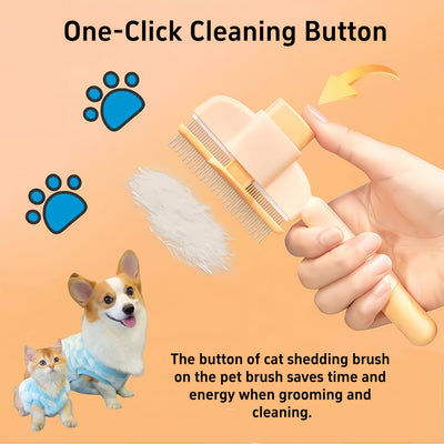 2PCS Pet Comb for Dogs & Cats with Long & Short Stainless Steel Metal Teeth for Shedding and Tangles, Self-Cleaning Pet Comb for Dogs and Cats, Comfort and safety
