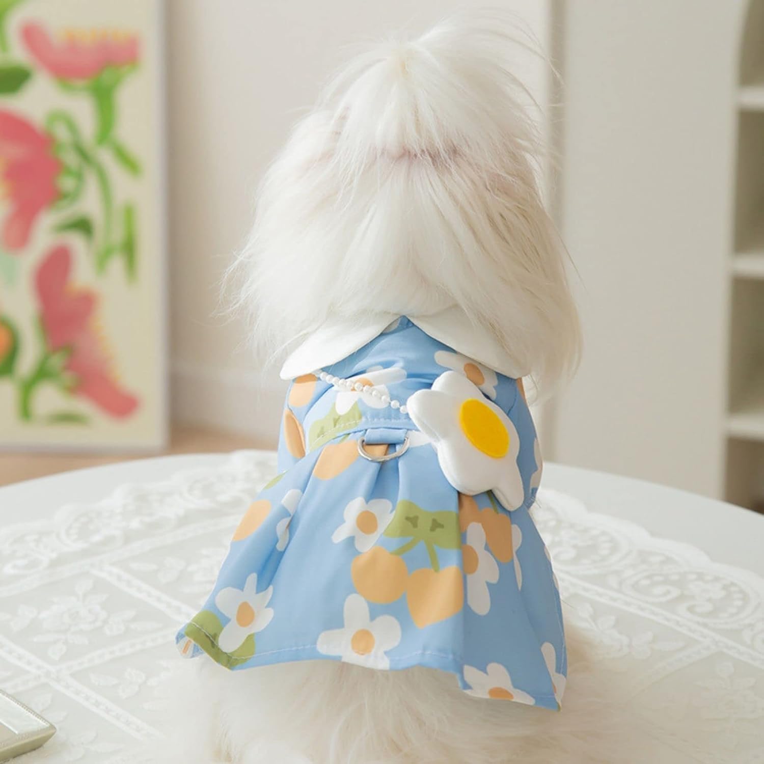 Dog Dress for Small Medium Dogs Pet Dress with Flower Egg Design Cute Puppy Skirt