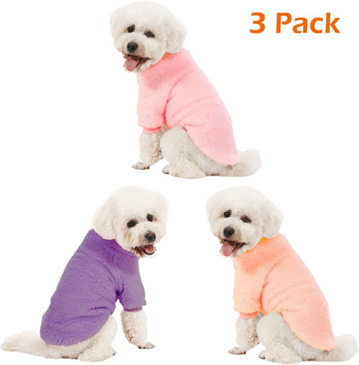 Dog Sweater, 3 Pack Dog Sweaters for Small Dogs, Dog Clothes for Small Dogs Girl Boy, Ultra Soft and Warm Puppy Sweater Dog Coat for Winter Christmas (XS, Pink+Purple+Peach)