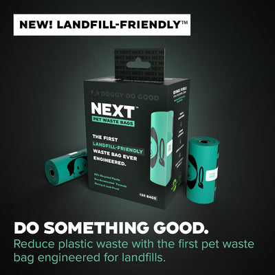 Doggy Do Good Next Pet Waste Bags, Landfill Friendly Recycled Plastic Unscented Dog Poop Bags, Leakproof, Strong, Thick Poop Bags for Dogs, Earth Friendly Poop Bags, 120 Count (120 Bags)