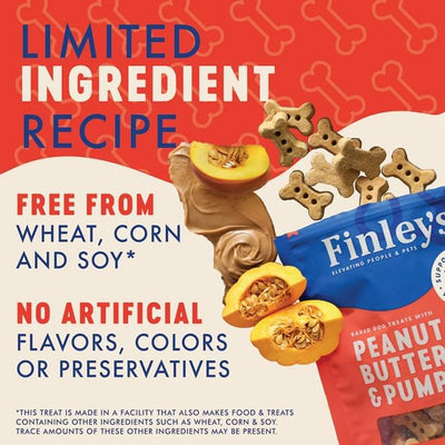 Variety Pack for Finley's-Biscuit Treats - 4 Delicious Flavors: Blueberry Coconut, Apple Cinnamon, Peanut Butter & Banana, and Peanut Butter and Pumpkin (6oz each, 4 bags Total)