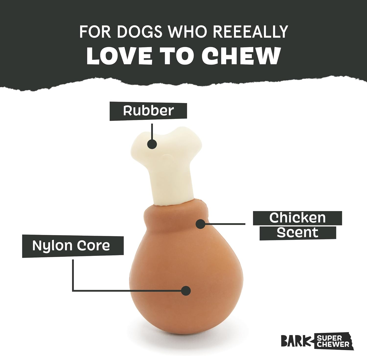 Barkbox Super Chewer Tough Dog Chew Toys for Aggressive Chewers, Dental Stimulating (Turkey - Large)