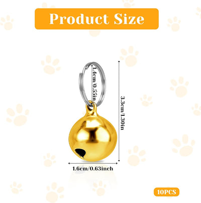 10PCS Small Gold Bell for Dog Collar, Pet Collar Bells for Cat and Dog, Jingle Bells for Pet Collar Charm Pet Tracking for Pet Pendant DIY Crafts Accessories Pet Daily Use (Gold Color)