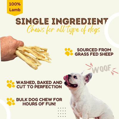 Lamb Cheek Strips - 2 LB - Cheek Dog Chews - No Hide Bones for Dogs