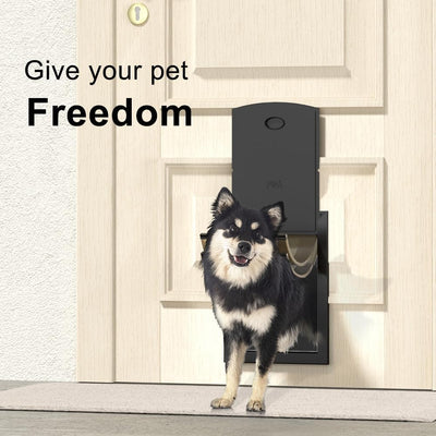[MAVRICPOWER] Aluminum Large Dog Door for Exterior Door, Doggy Door with 2 Sliding Lock Panels, Telscoping Tunnel, Strong and Rugged Doggie Door for Medium Dogs, Pet Door for Dogs up to 80lbs