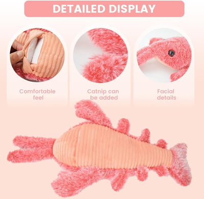 Interactive Dog Toy, 2026 Upgrade Plush Lobster Puppy Toys for Small Dogs Calming, Floppy Funny Jumping Moving Sturdy Pet Toys for Chewing Teething (Orange)