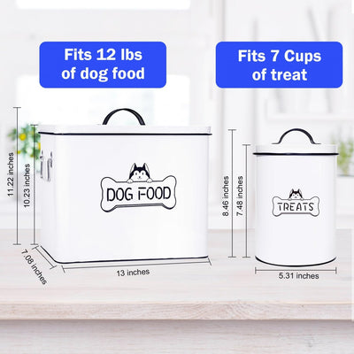 Large Dog Food Storage Container Set - Farmhouse Airtight Dog Treat Container for Kitchen Counter, Dog Food Container with handles and Serving Scoop, Great Gift for Pet Owners