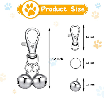 TSJ 2 PCS Bells for Dog Collar Pet Collar Accessories Small Dog Training Collar Charms Puppy Cat Hanging Bells, Silver