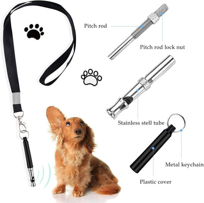 2 Pack Ultrasonic Dog Whistle, Dog Whistle to Stop Barking, Adjustable Frequencies Ultrasonic Training Tools with Free Lanyard Strap, Long Range Silent Dog Whistle for Recall Training
