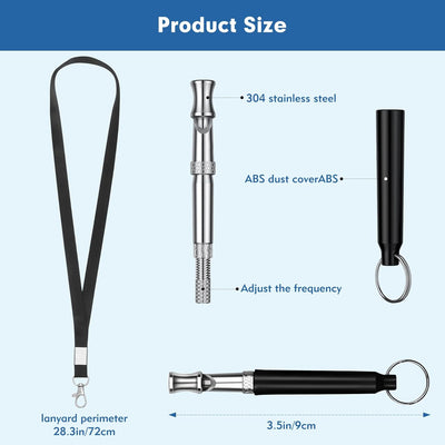 Ultrasonic Dog Whistle to Stop Barking Neighbor's Dog - 2 Pack Adjustable Pitch Silent Whistles with Lanyard, Professional Anti-Bark & Recall Training Device (Black & White)