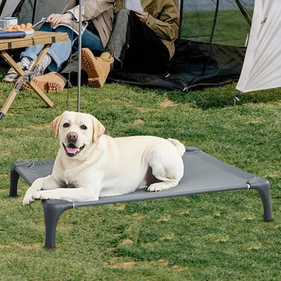 Elevated Dog Bed for Large Dogs, Easy to Assemble Durable Raised Dog Cot with Aluminum Alloy Frame, Breathable Mesh (Dark Grey)