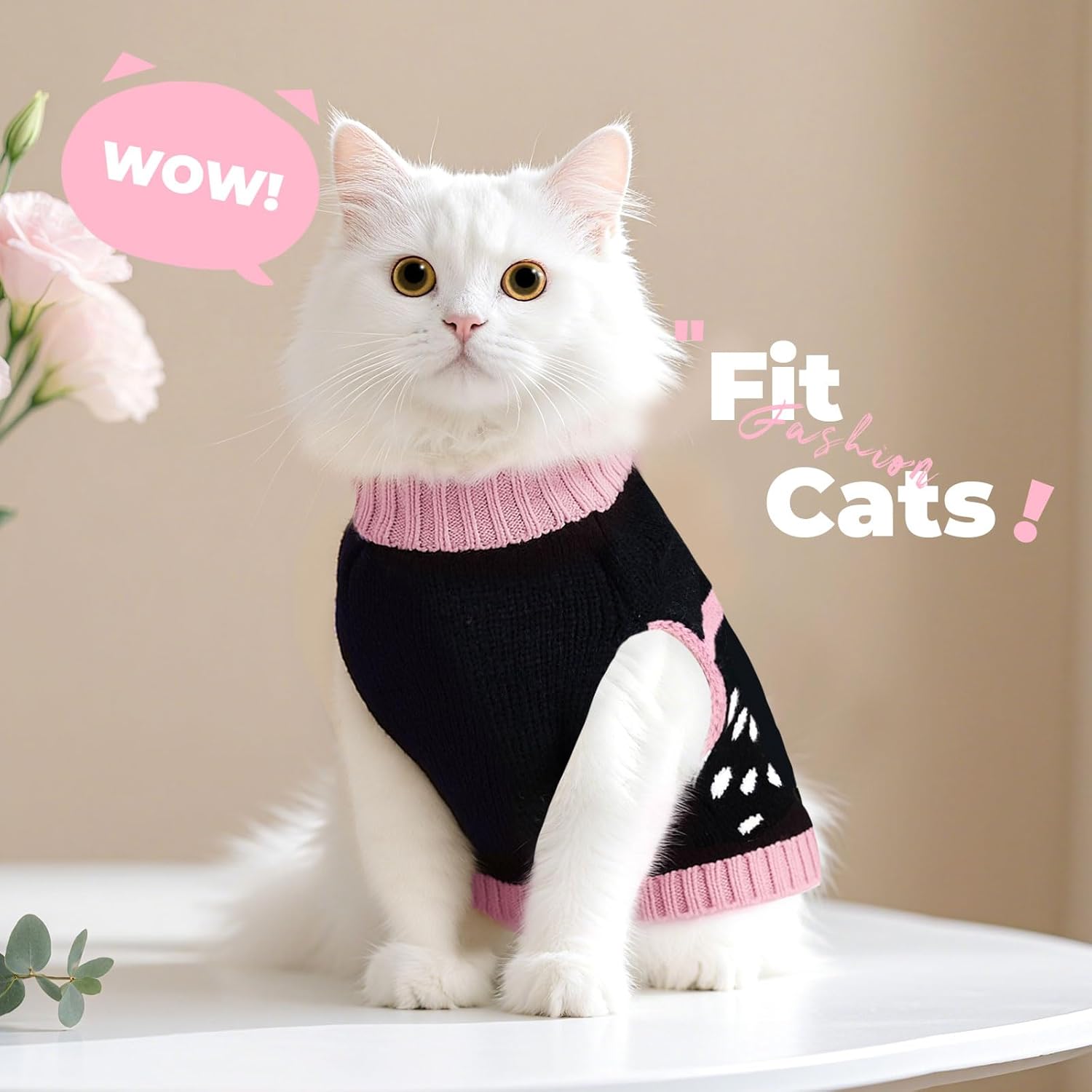 PETCARE Cute Dot Dog Sweater for Small Medium Dogs Girl with Purple Bowtie Knitted Warm Fall Winter Puppy Clothes Cat Sweaters for Cats Only Dachshund Chihuahua Yorkie Dog Outfits Vest Jumper