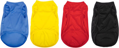 Hozz 4 Pieces Dog Shirts Pullover Soft Blank Puppy T-Shirt Small Dogs Colorful Solid Pet Summer Clothes Red Yellow Blue Black Plain Shirts Sleeveless Outfit for Most Dogs Cats Puppy Pet no Shrink M