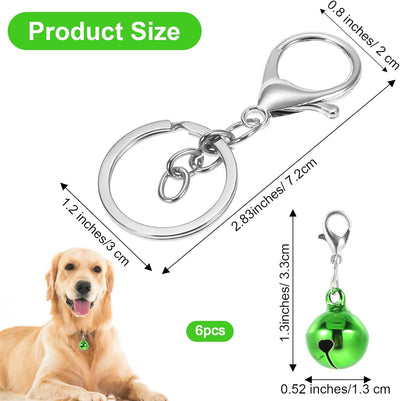 7PCS Cat Collar Bell Multicolor Pet Bell for Dog Collar, Metal Round Collar Charms Loud Crisp Sound with Keychain Clasps, Small Animal Training Pendant Accessories, Christmas Decoration Jingle Bells
