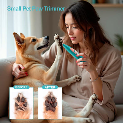 Dog Paw Trimmer with LED Light, Electric Dog Clippers for Groomming, Cordless Rechargeable Low-Noise Pet Micro Precision Trimmer, Shavers for Paws, Ears, Face, Rump
