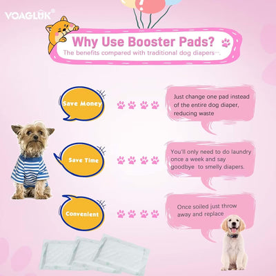 Pañales para perros machos y hembras, 150 unidades, pañales desechables súper absorbentes para perros, almohadillas de refuerzo para la mayoría de las bandas y envolturas para el vientre de mascotas