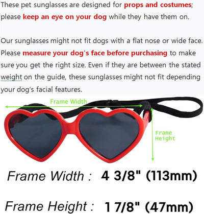 G012 Dog Pet Heart Shape Costume Prop Sunglasses Medium Breeds 20lb-40lbs (Pink-Pink Mirror)