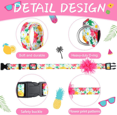 Kajaia 4 Pack Floral Girl Dog Collar Spring Summer Cute Dog Collars for Small Medium Large Female Pets Dogs with Removal Flower Adjustable Nylon(Small)